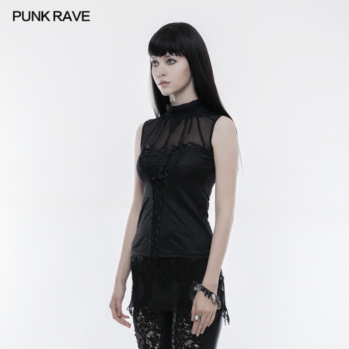 PUNK RAVE Mercerized Lace Sleeveless Womens Vest WT-496