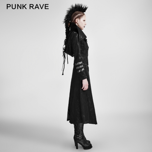 PUNK RAVE High Lapel Collar Woman Long Coat Y-364