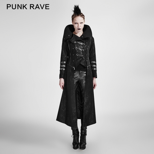 PUNK RAVE High Lapel Collar Woman Long Coat Y-364
