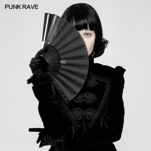 PUNK RAVE black rivets folding fan WS-268