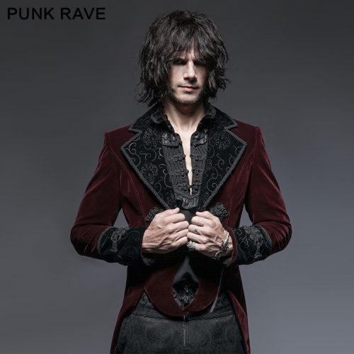 PUNK RAVE Gothic Classical Velour Man Long Jacket Y-635