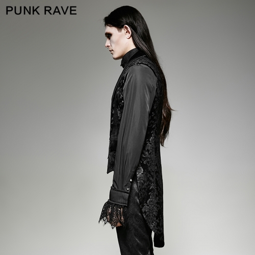 PUNK RAVE Swallow Tail Sleeveless Velveteen Jacket Y-696