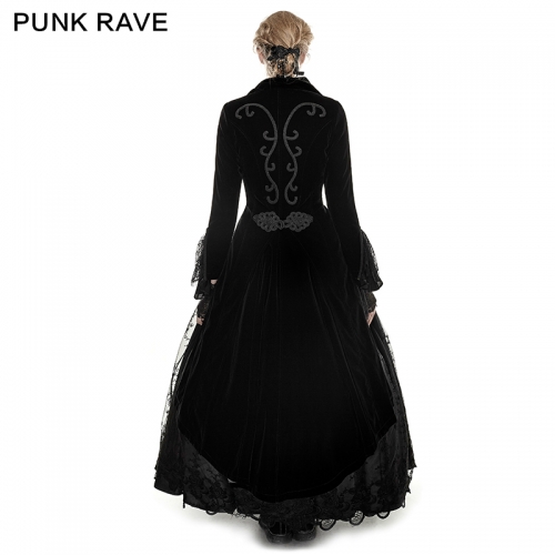 PUNK RAVE Gothic Elegant Lace Long Dress Coat Y-658