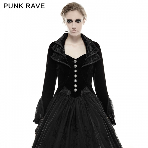PUNK RAVE Gothic Elegant Lace Long Dress Coat Y-658