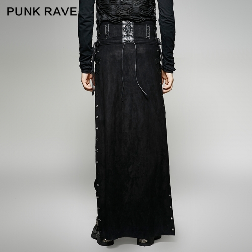 PUNK RAVE man black half skirt Q-298