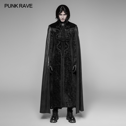 Punk Rave Gothic Black Cloak Long Coat WY-934