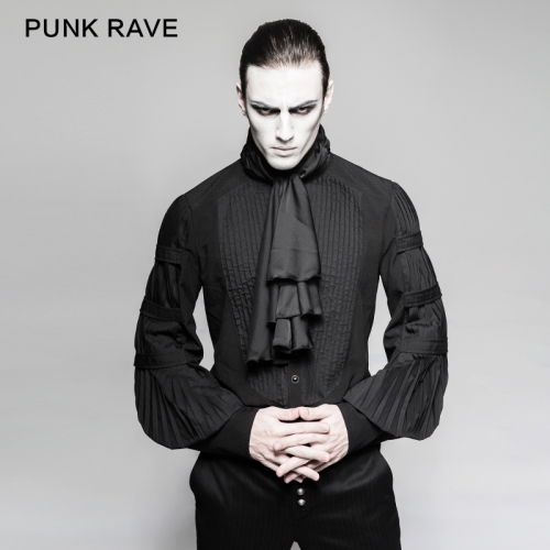 PUNK RAVE Gothic black silk ties men blouses Y-752