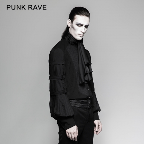 PUNK RAVE Gothic black silk ties men blouses Y-752