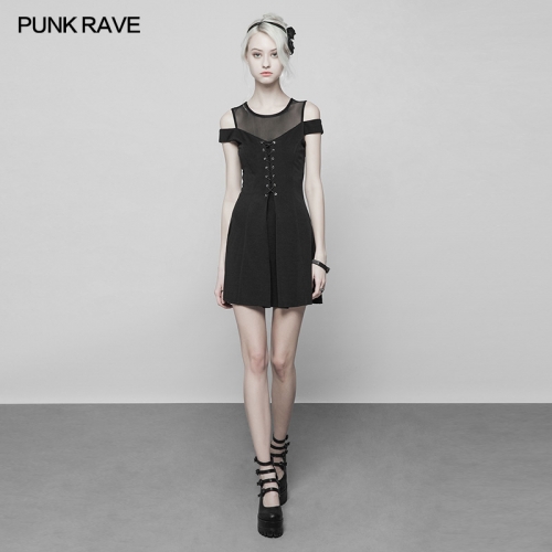 Punk Rave Knitted Mesh Strapless Girl Dress