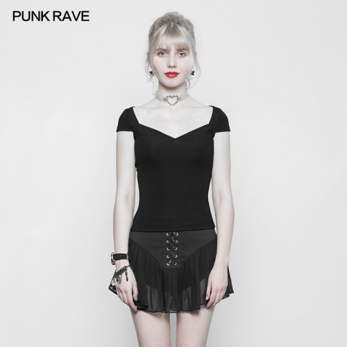 Big Collar Tight Knit Blouse PUNK RAVE  OPT-232