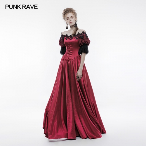 Punk Rave Red long  woman dress WQ-352