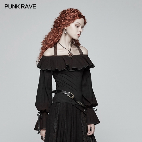 Steampunk off-shoulder Flounce T-shirt WT-546TCF