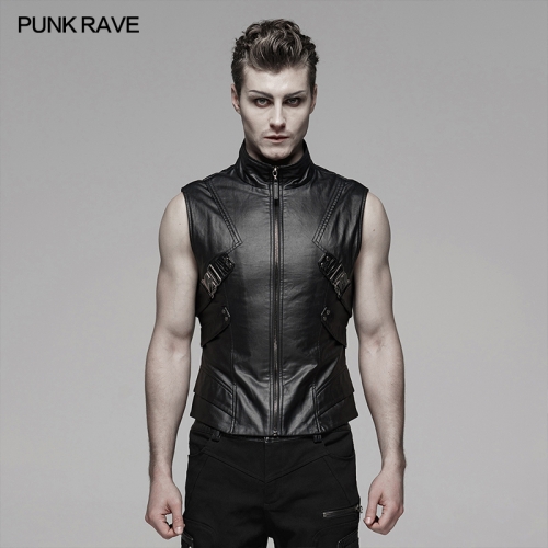 Punk future style leather waistcoat WY-1107MJM