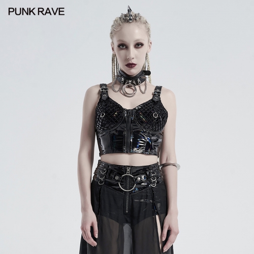 Punk Sexy Leacher V-neck Vest WT-644BXF