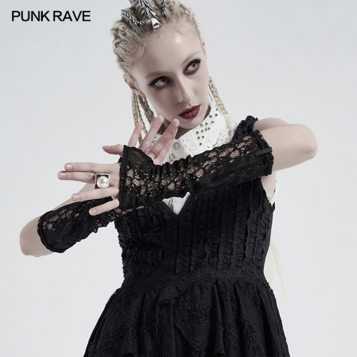 Gothic daily striped lace gloves WS-413SSF