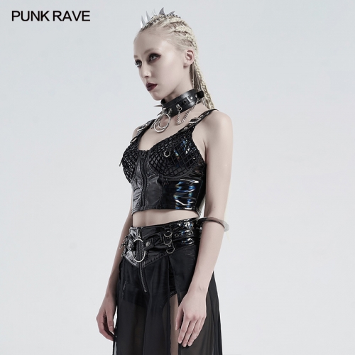 Punk Sexy Leacher V-neck Vest WT-644BXF