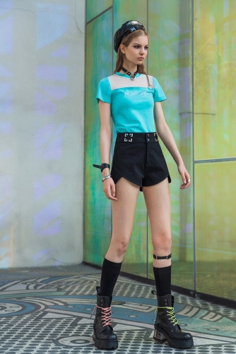 Cyber cat series Embroidered corn-eyed shorts