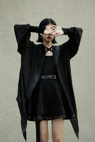 Dark High Waist Sun Swing Skirt OPQ-1104BQF