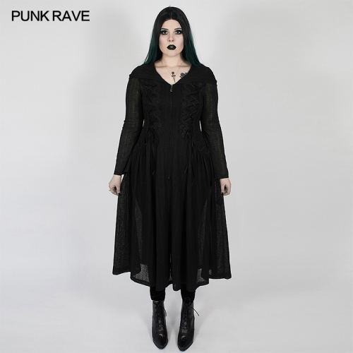 Women Goth Long Coat Dark Moon Long Coat DY-1298ZCF-BK