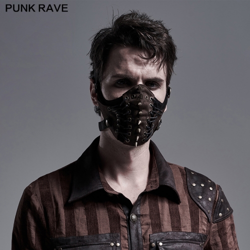 PU leather  rivet mask