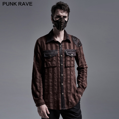 Punk Rave Darkness Removable Non-Slip Two Rubber Pu Leather Rivet Mask S-182