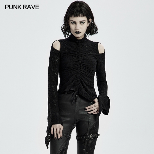 Punk Rave Gothic Drawstring Long Sleeve T-shirt WT-671TCF