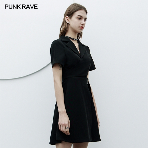 Suit Collar A Hem Dress OPQ-1122LQF-BK