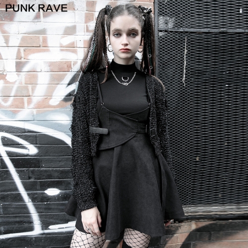 Punk pretend Waist sealing with tight-waist braces over skirt  OPQ-881BQF