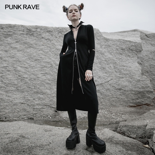 Punk Knitted high-neck long coat OPY-487XCF