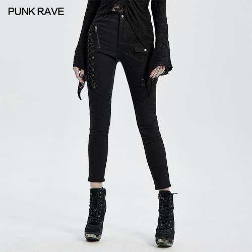 Punk  dark denim women trousers