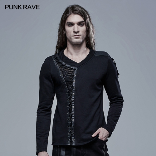 Gothic V-Neck Long Sleeve T-shirt