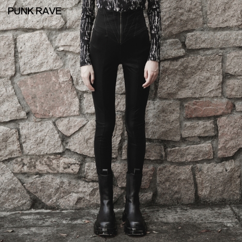 Bat embroidered waist  tight leather pants