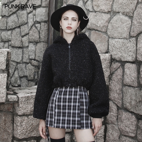 Woolly bear ears drawstring short jacket