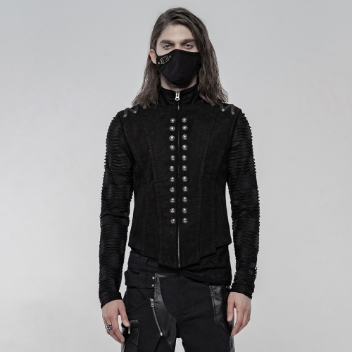 PUNKRAVE Gothic Red Zipper Heavy Metal Short Coat WY-1242MJM