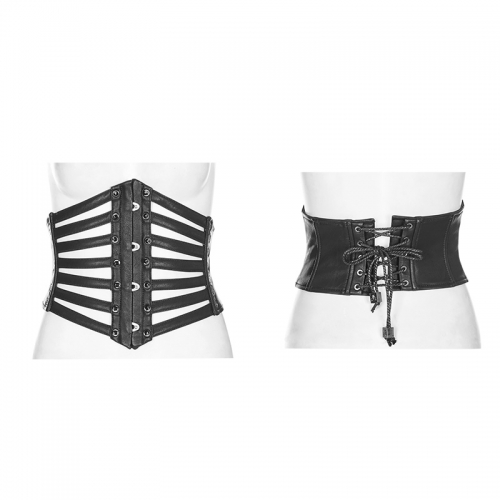 PUNKRAVE leather  black girdles corset WS-263