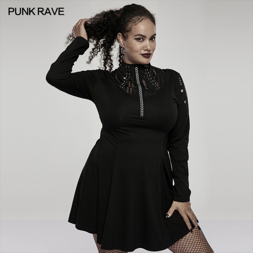 Goth Plus Size long sleeve daily wear dress DQ-581LQF