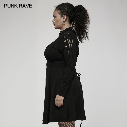 Goth Plus Size long sleeve daily wear dress DQ-581LQF