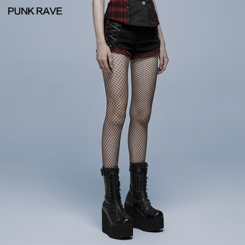 Punk elastic red and black shorts WK-482XDF