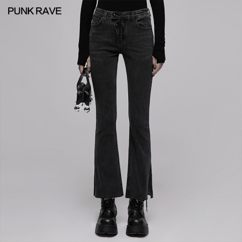 Asymmetric Placket Flare Jeans OGK-034NCF