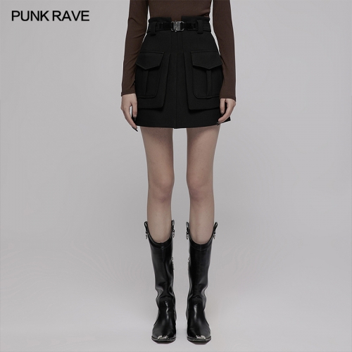 A Line Short Skirt With Decorative Belt OGQ-112BQF