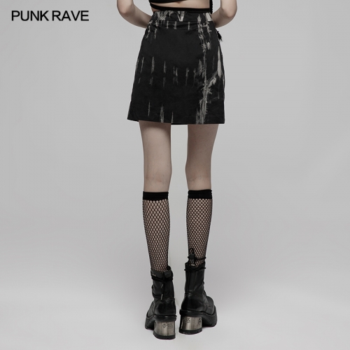 Punk Rave Side Slit Tie Dyed A Line Skirt OGQ-125BQF