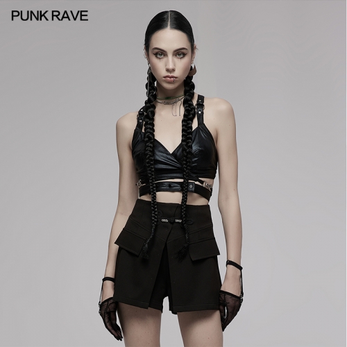 PUNK Elastic Cross Strap Crop Top OPT-749BXF