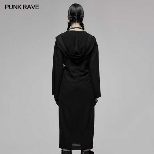 Punk Rave Chinese Style Dark Gothic Dark Pattern Print Chiffon Long Coat OPY-655XCF