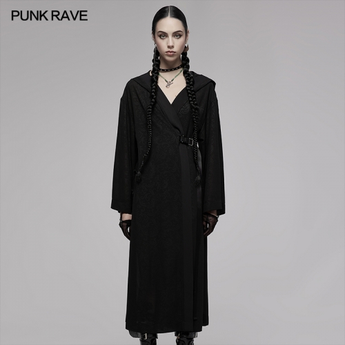 Chinese Style Dark Gothic Dark Pattern Print Chiffon Long Coat OPY-655XCF