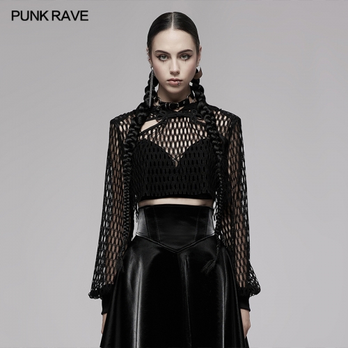 Punk Rave Leisure And Versatility Hooded Design Short Hollow Chinese Style Sweatshirt OPT-746DQF