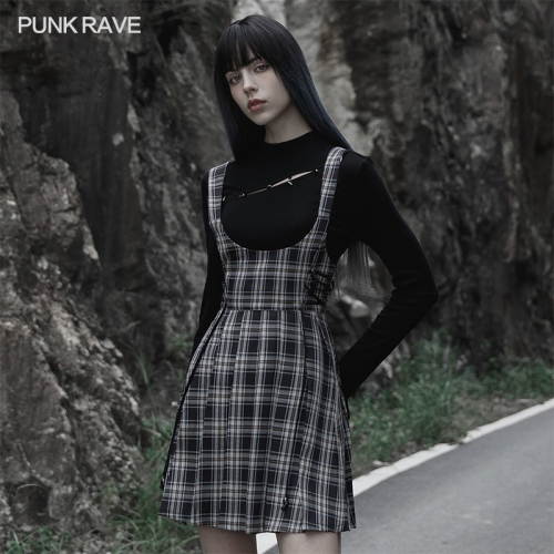 Plaid Pleated Strap Dress OPQ-1204DQF