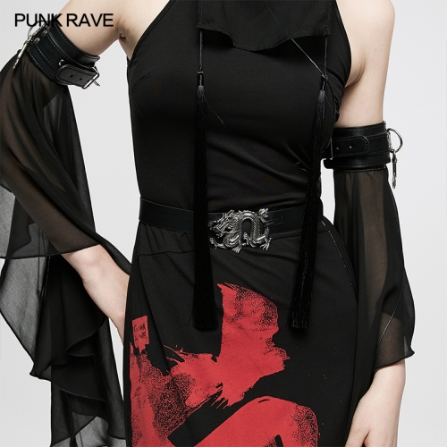 Punk Chinese Style  Stereoscopic Carving Dragon-Shaped PU Leather Belt OS-006YDF