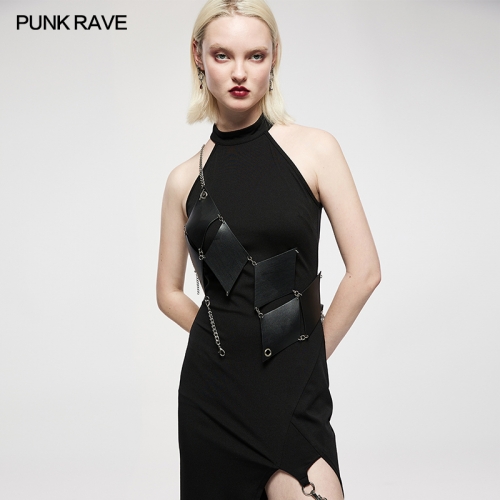 Punk A Variety Of Ways To Wear Hand-Stitched PU Leather Vest OS-005BXF