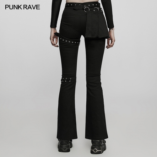 Medium Low Waist Punk Flared Pants WK-508NCF