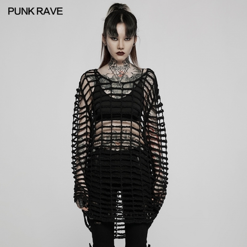 Gothic Large Mesh Loose Sweater WM-071TMF